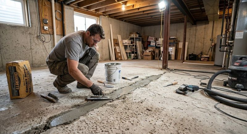 Cracked Basement Floor Repair in Westminster, CO